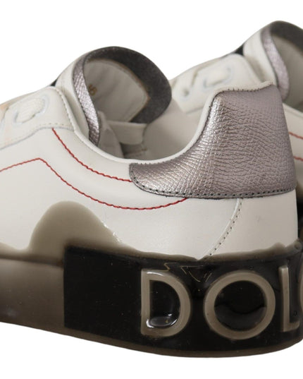 Dolce & Gabbana White Leather Shoes Womens Logo Portofino Sneakers