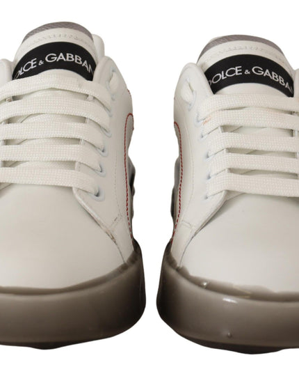 Dolce & Gabbana White Leather Shoes Womens Logo Portofino Sneakers