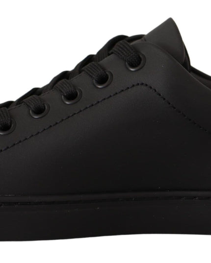 Dolce & Gabbana Black Gold Leather Low Top Sneakers Womens Shoes