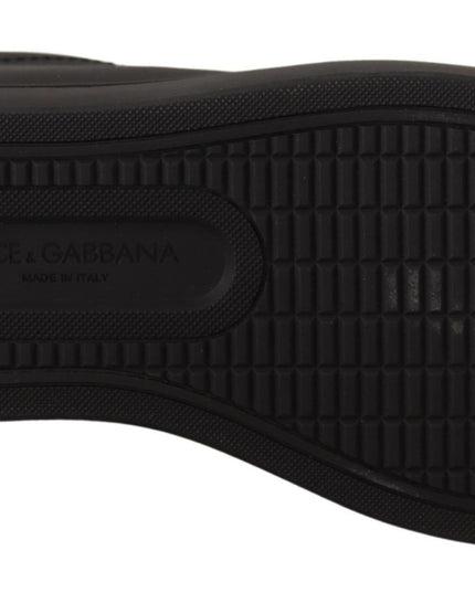 Dolce & Gabbana Black Gold Leather Low Top Sneakers Womens Shoes