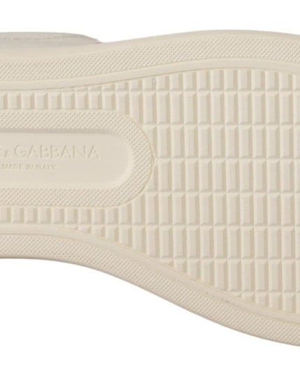 Dolce & Gabbana White Pink Leather Low Top Sneakers Womens Shoes