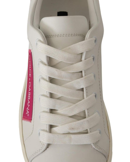 Dolce & Gabbana White Pink Leather Low Top Sneakers Womens Shoes