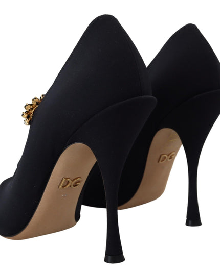 Dolce & Gabbana Black Socks Stretch Crystal Pumps Shoes