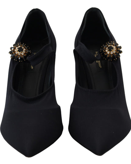 Dolce & Gabbana Black Socks Stretch Crystal Pumps Shoes