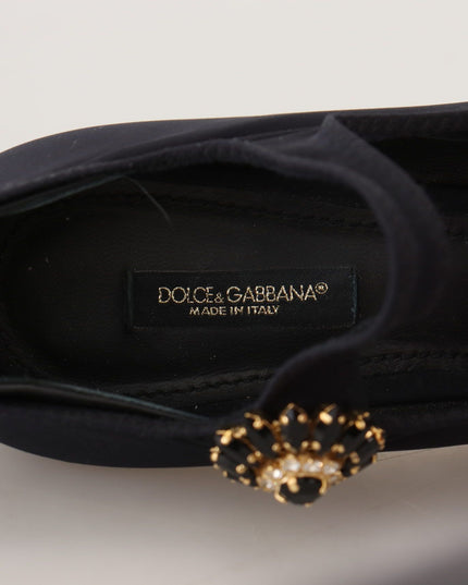 Dolce & Gabbana Black Socks Stretch Crystal Pumps Shoes