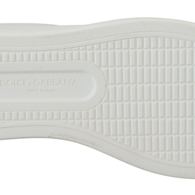 Dolce & Gabbana White Pink Leather Low Top Sneakers Shoes