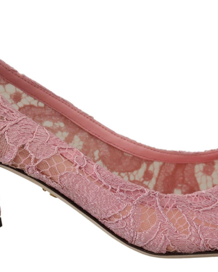 Dolce & Gabbana Pink Taormina Lace Crystal Pumps Pastel Shoes