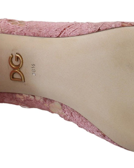 Dolce & Gabbana Pink Taormina Lace Crystal Pumps Pastel Shoes