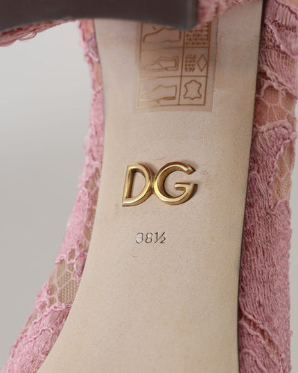 Dolce & Gabbana Pink Taormina Lace Crystal Pumps Pastel Shoes