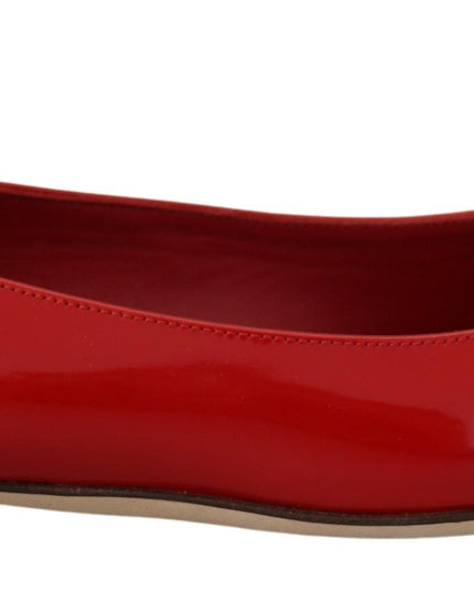 Dolce & Gabbana Red Leather Crystals Loafers Flats Shoes