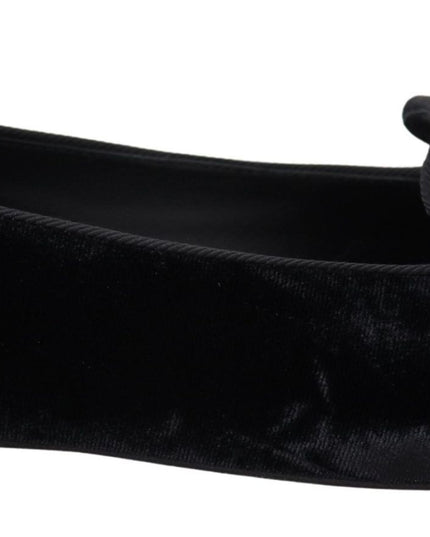 Dolce & Gabbana Black Velvet Slip Ons Loafers Flats Shoes