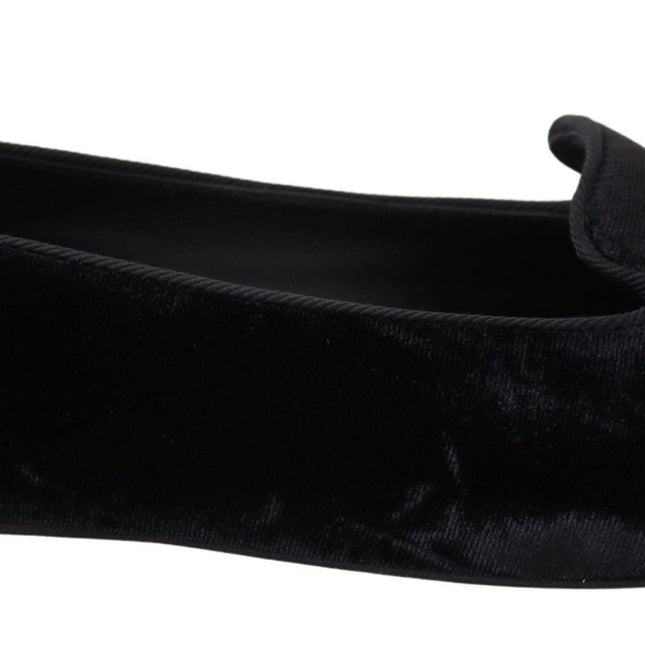 Dolce & Gabbana Black Velvet Slip Ons Loafers Flats Shoes