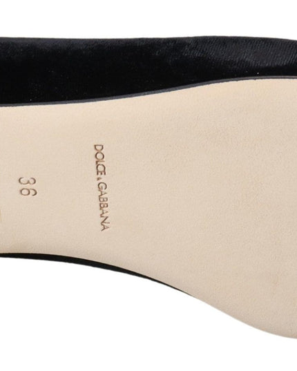 Dolce & Gabbana Black Velvet Slip Ons Loafers Flats Shoes
