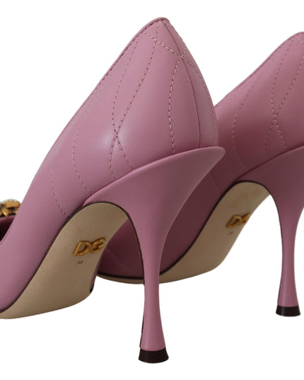 Dolce & Gabbana Pink Leather Heart DEVOTION Heels Pumps Shoes