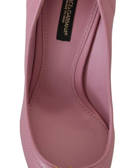 Dolce & Gabbana Pink Leather Heart DEVOTION Heels Pumps Shoes