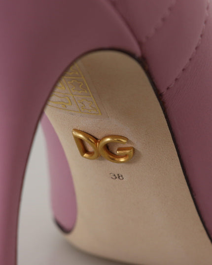 Dolce & Gabbana Pink Leather Heart DEVOTION Heels Pumps Shoes