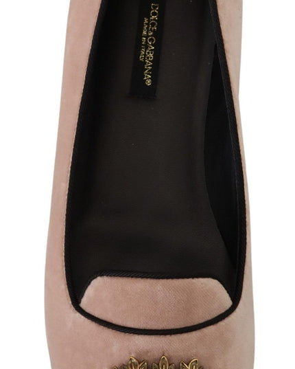 Dolce & Gabbana Pink Velvet Slip Ons Loafers Flats Shoes