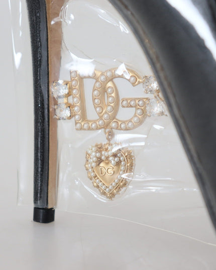 Dolce & Gabbana Black Leather Heels Pumps Plastic Wrapped Shoes
