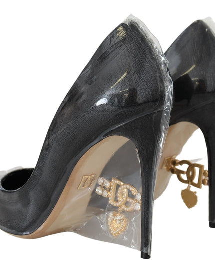 Dolce & Gabbana Black Leather Heels Pumps Plastic Wrapped Shoes