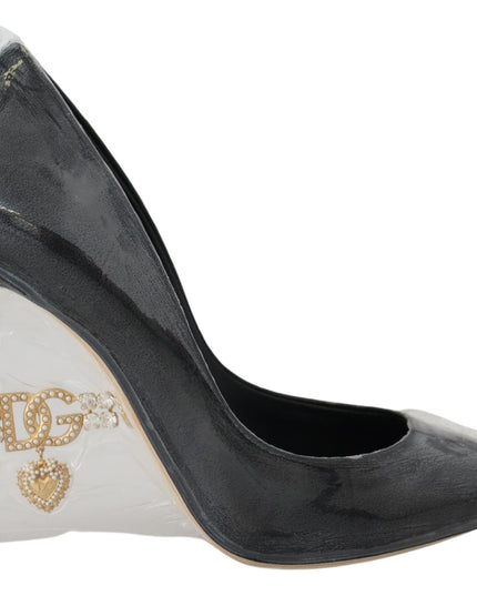 Dolce & Gabbana Black Leather Heels Pumps Plastic Wrapped Shoes