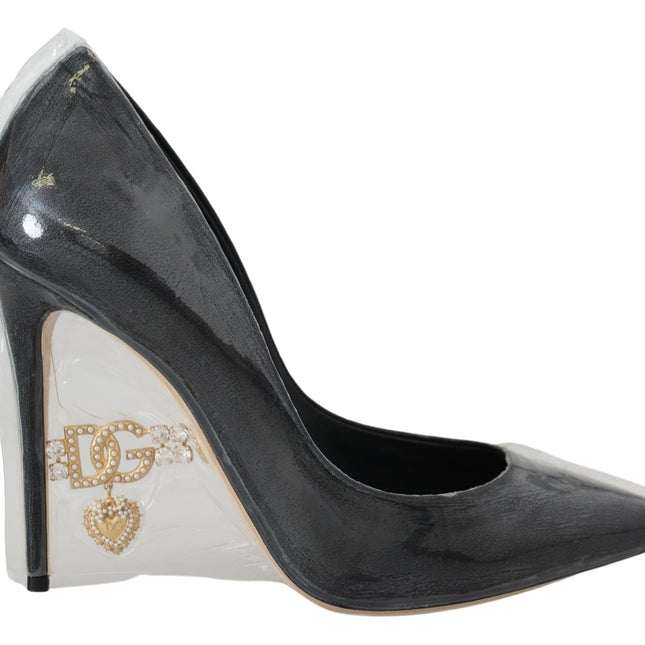 Dolce & Gabbana Black Leather Heels Pumps Plastic Wrapped Shoes