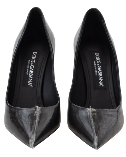 Dolce & Gabbana Black Leather Heels Pumps Plastic Wrapped Shoes