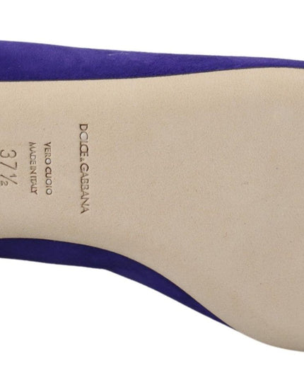 Dolce & Gabbana Purple Suede Crystals Loafers Flats Shoes