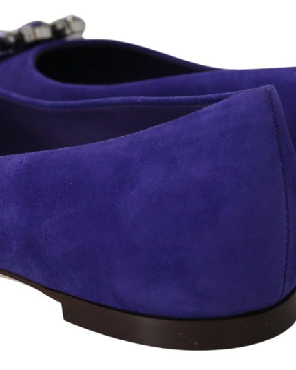 Dolce & Gabbana Purple Suede Crystals Loafers Flats Shoes