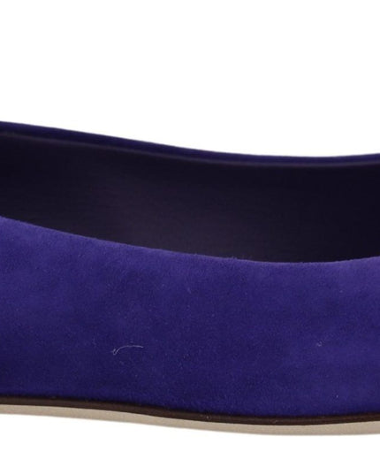 Dolce & Gabbana Purple Suede Crystals Loafers Flats Shoes