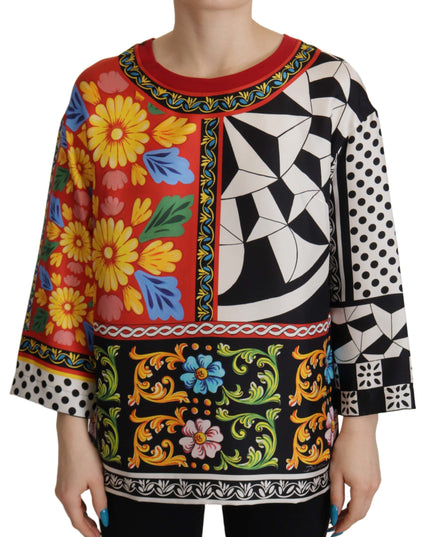 Dolce & Gabbana Multicolor Printed Baroque Loose Long Sleeve
