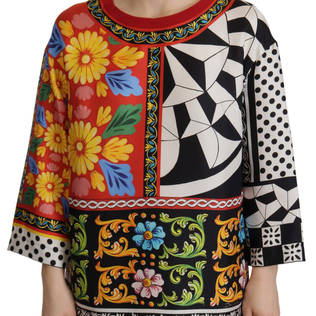 Dolce & Gabbana Multicolor Printed Baroque Loose Long Sleeve