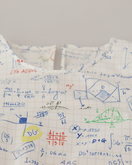 Dolce & Gabbana White Cotton Algebra Print Short Sleeves Top