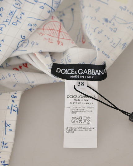 Dolce & Gabbana White Cotton Algebra Print Short Sleeves Top