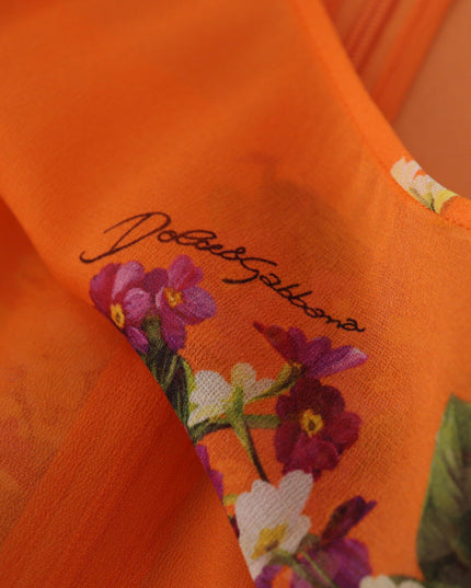 Dolce & Gabbana Orange Floral Print Long Sleeve Blouse