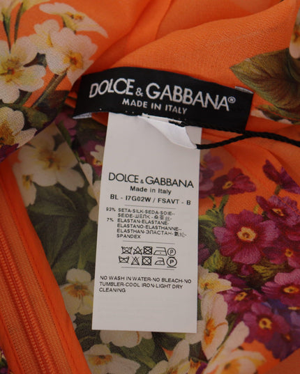 Dolce & Gabbana Orange Floral Print Long Sleeve Blouse