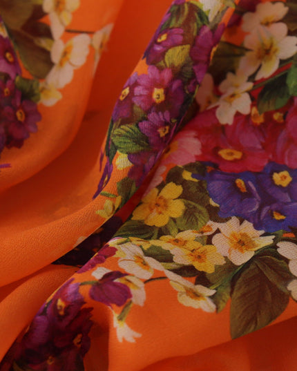Dolce & Gabbana Orange Floral Print Long Sleeve Blouse