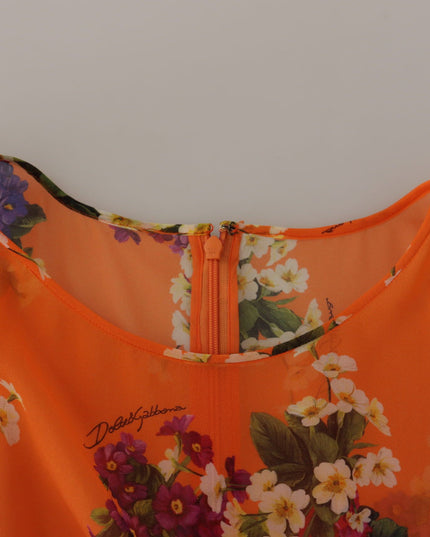 Dolce & Gabbana Orange Floral Print Long Sleeve Blouse