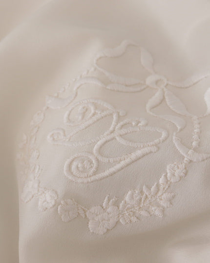 Dolce & Gabbana White Silk DG Logo Embroidered Long Sleeves Blouse