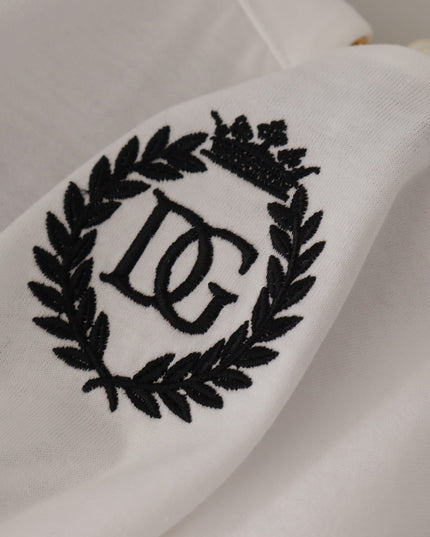 Dolce & Gabbana White Necklace Embellished Neckline T-shirt Top