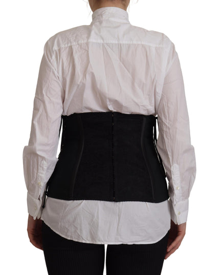 Dolce & Gabbana Black Corset Belt Stretch Waist Strap Top