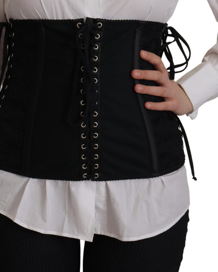 Dolce & Gabbana Black Corset Belt Stretch Waist Strap Top