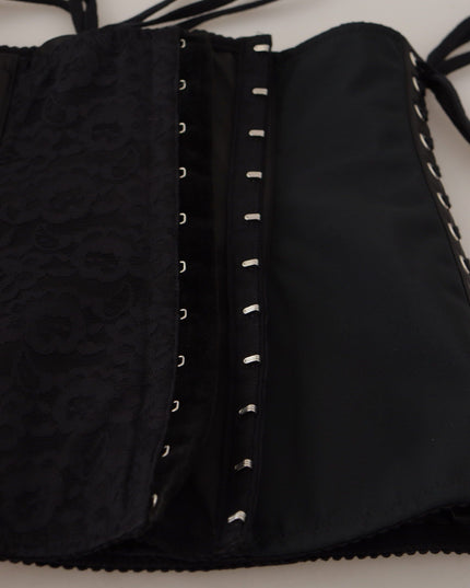 Dolce & Gabbana Black Corset Belt Stretch Waist Strap Top