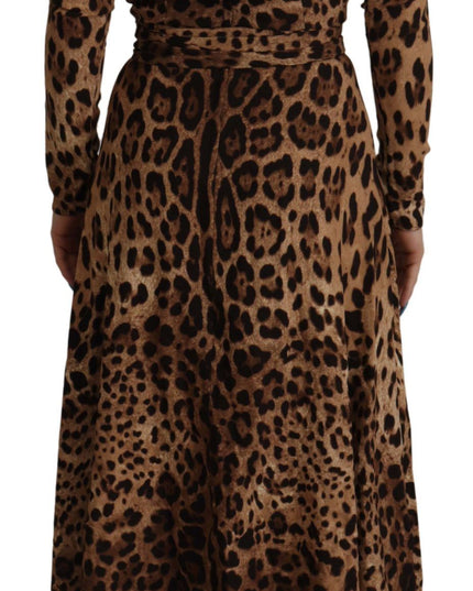 Dolce & Gabbana Brown Leopard Wrap A-line Maxi Viscose Dress