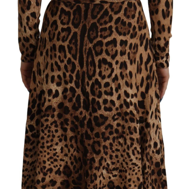 Dolce & Gabbana Brown Leopard Wrap A-line Maxi Viscose Dress