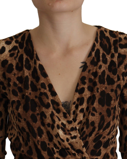Dolce & Gabbana Brown Leopard Wrap A-line Maxi Viscose Dress