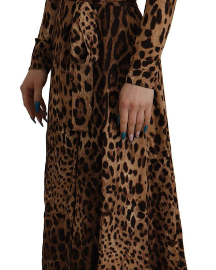 Dolce & Gabbana Brown Leopard Wrap A-line Maxi Viscose Dress