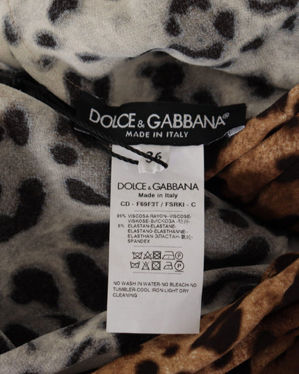 Dolce & Gabbana Brown Leopard Wrap A-line Maxi Viscose Dress