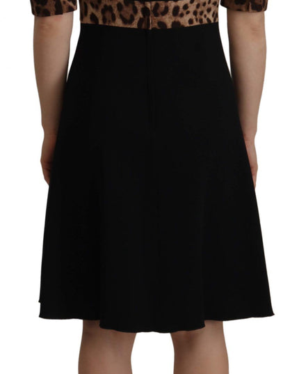 Dolce & Gabbana Black Leopard A-line Knee Length Dress