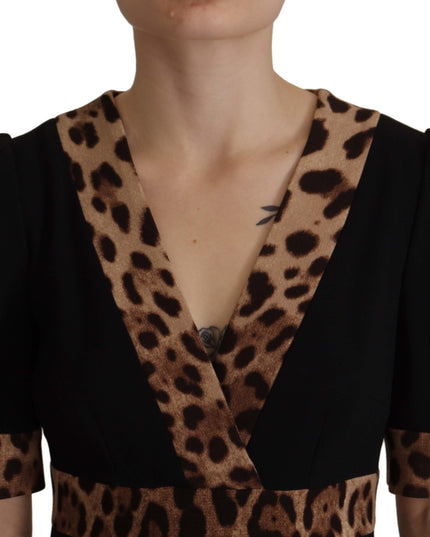 Dolce & Gabbana Black Leopard A-line Knee Length Dress