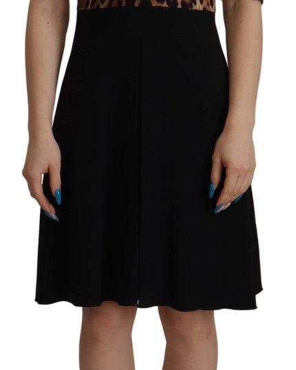 Dolce & Gabbana Black Leopard A-line Knee Length Dress